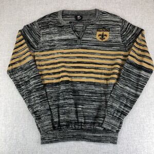 New Orleans Saints Henley Sweater Mens Large Gray‎ Striped NFL Gameday Sporty